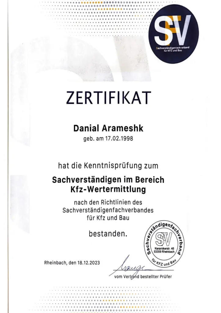 Unfallteam-Zertifikat