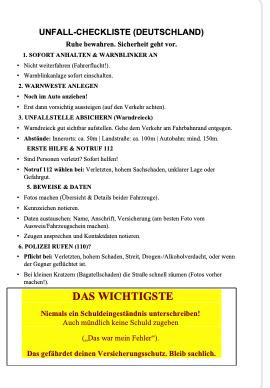 Unfallbericht Checkliste